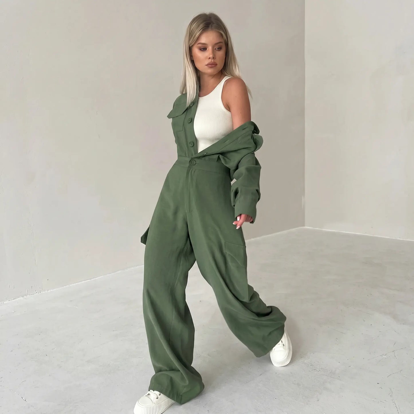 Zentha - Wide-Leg Jumpsuit Utility Chic