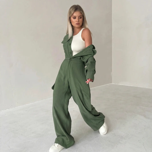 Zentha - Wide-Leg Jumpsuit Utility Chic