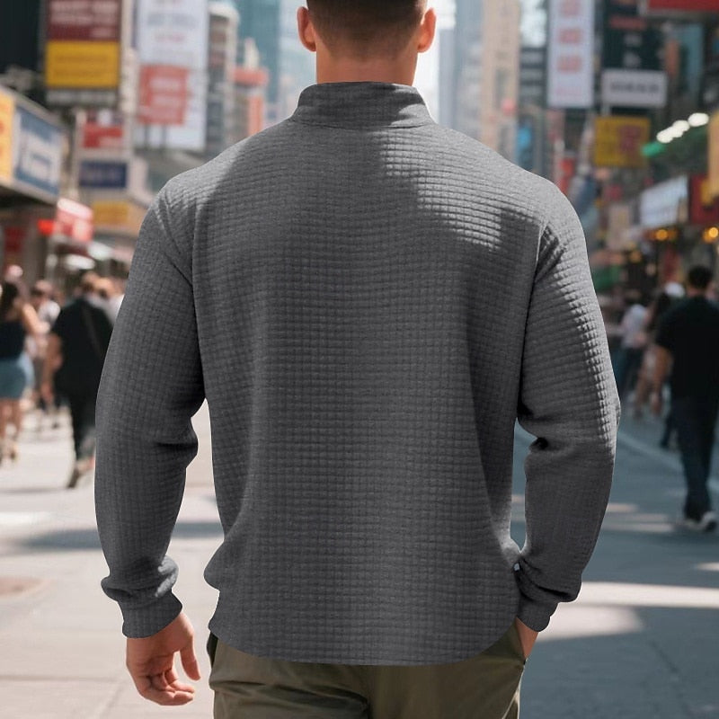Quarter-Zip Textured Sweatshirt