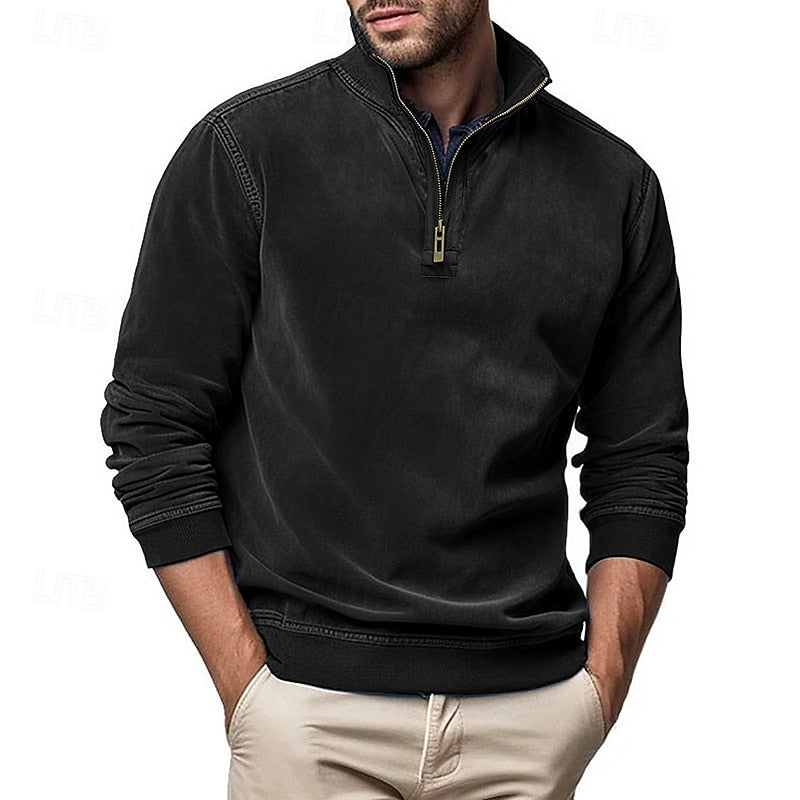 Quarter-Zip Stand-Collar Sweatshirt
