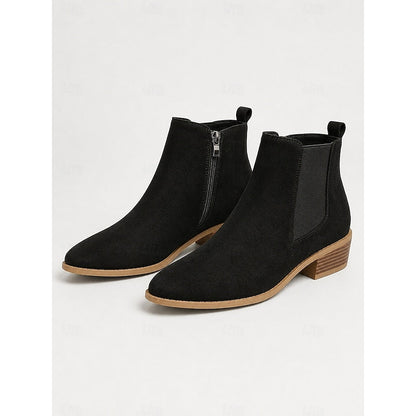 Pointed-Toe Block Heel Ankle Boots