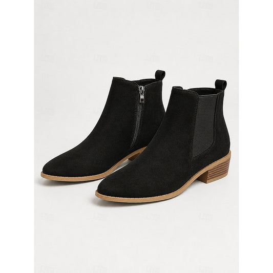 Pointed-Toe Block Heel Ankle Boots