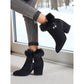 Fur-Trimmed Block Heel Ankle Boots