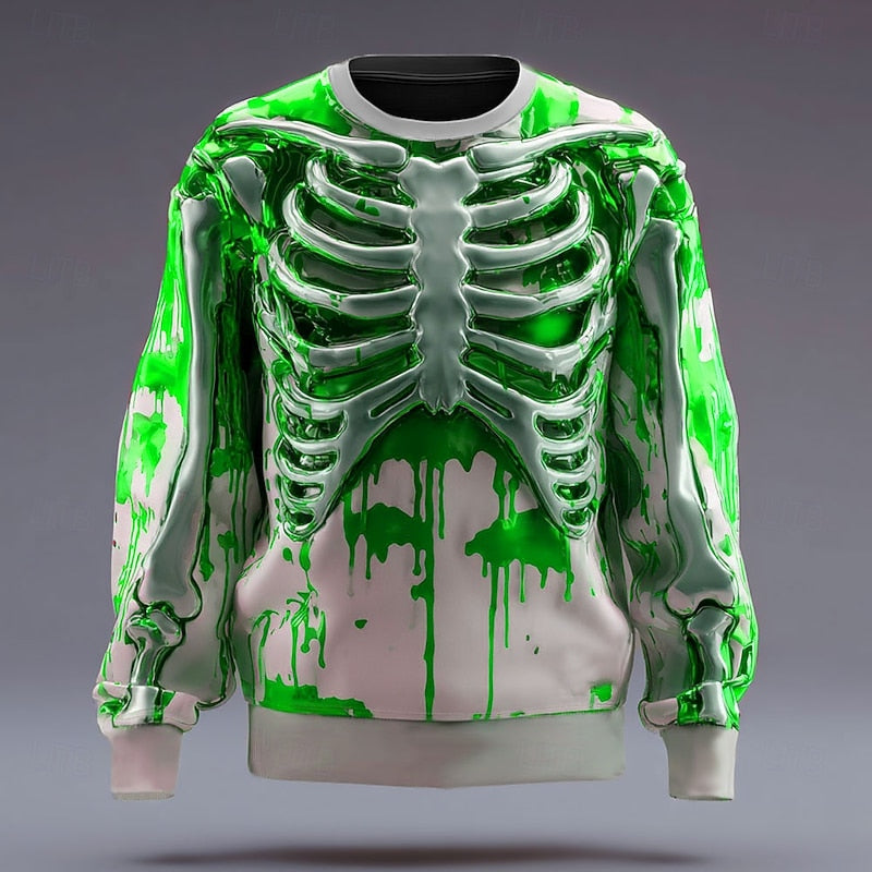 Skeleton Print Crew Neck Sweatshirt