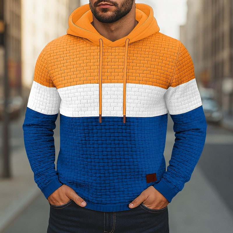 Color-Block Textured Hoodie