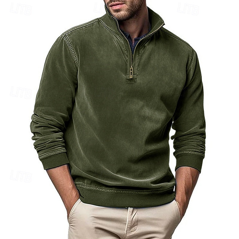 Quarter-Zip Stand-Collar Sweatshirt