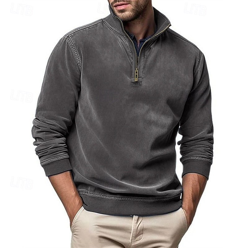 Quarter-Zip Stand-Collar Sweatshirt