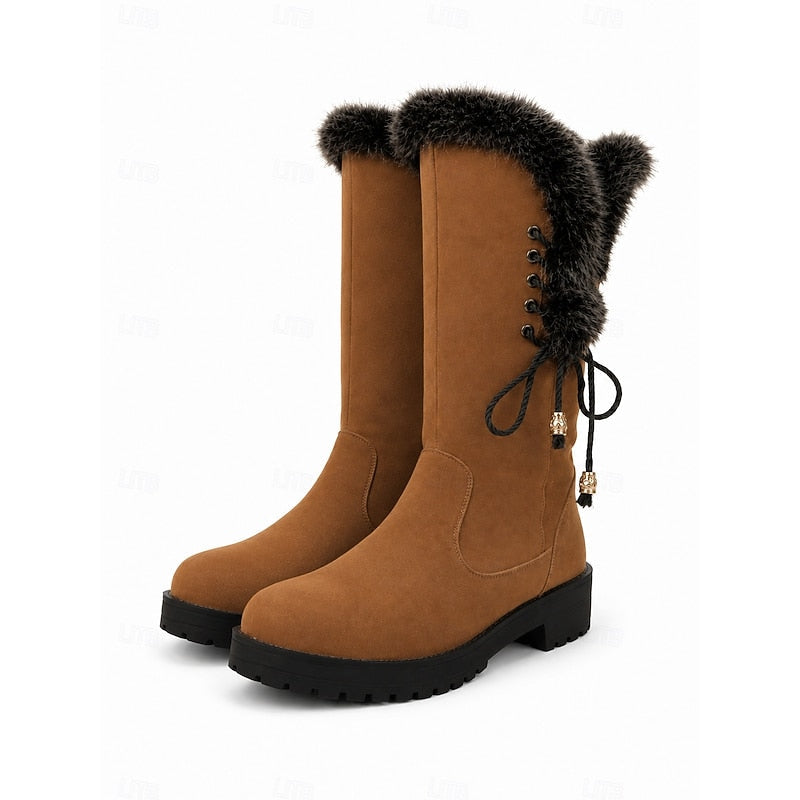 Fur-Trimmed Knee-High Winter Boots