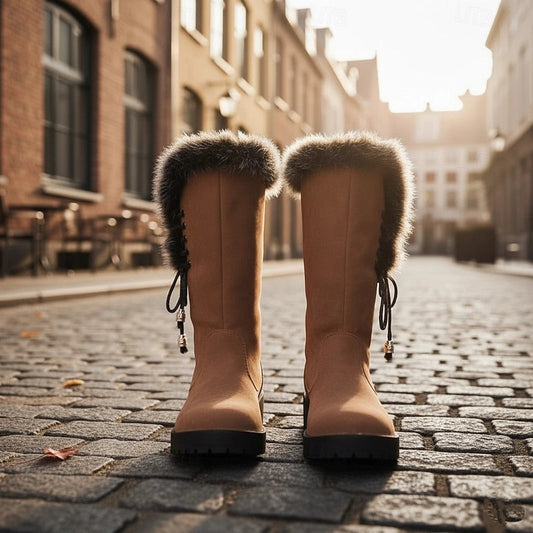 Fur-Trimmed Knee-High Winter Boots