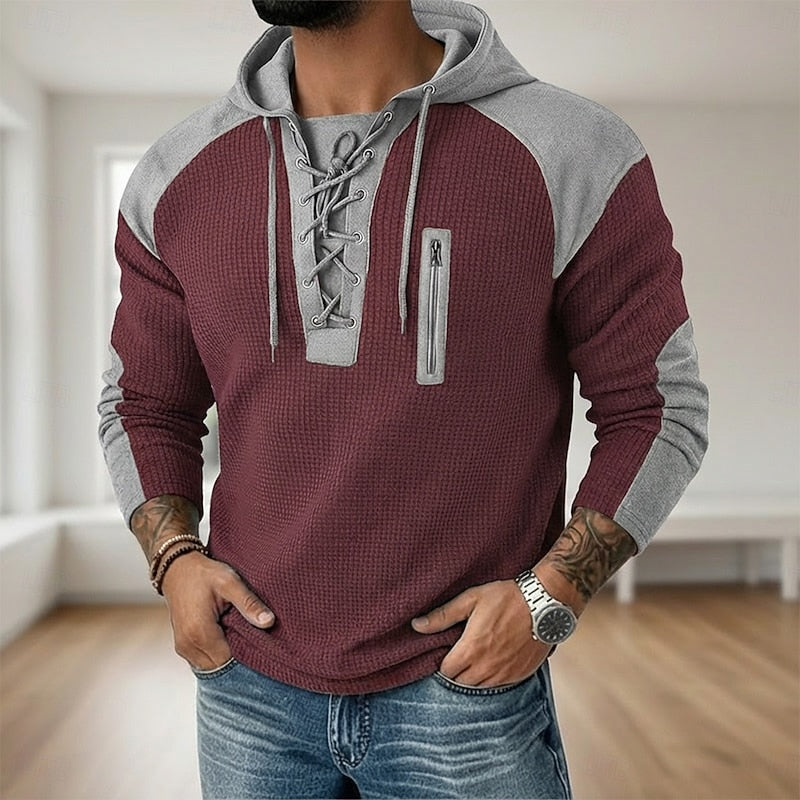 Lace-Up Hooded Pullover