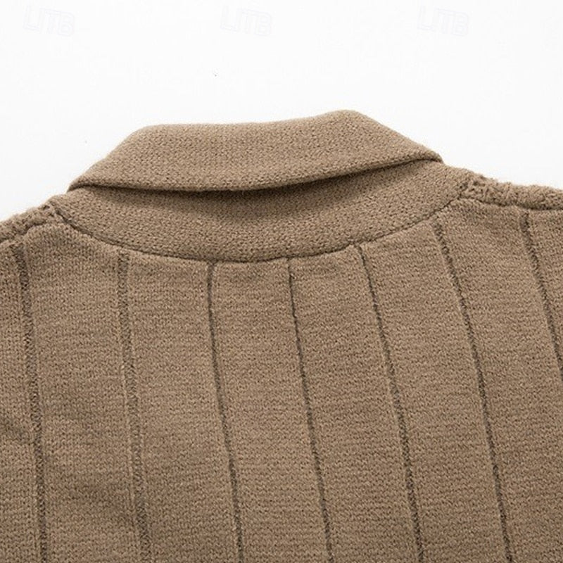 Cable-Knit Shawl Collar Cardigan