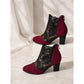 Lace-Accent Block Heel Ankle Boots