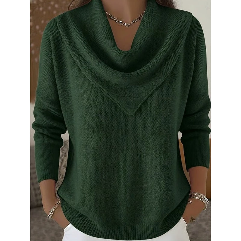 Cowl-Neck Knit Sweater
