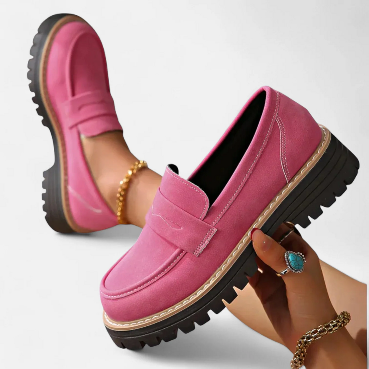 Heeled Loafers with Cushioned Support