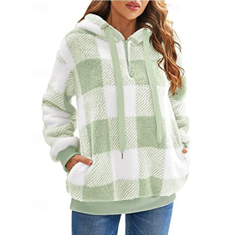 Checkered Quarter-Zip Hoodie