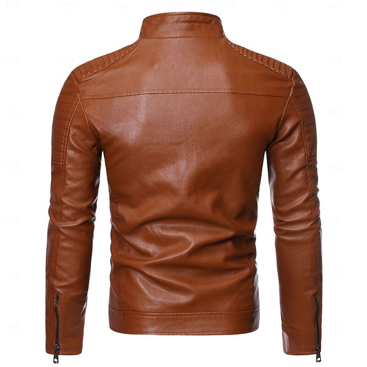 Classic Stand-Collar Biker Jacket