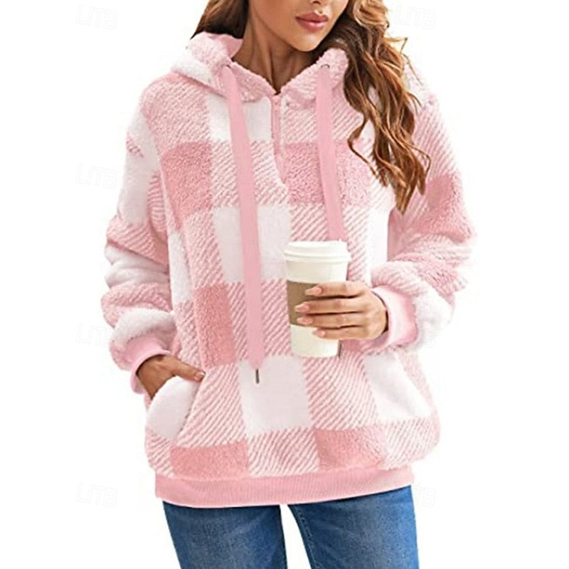 Checkered Quarter-Zip Hoodie