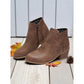 Cutout Low-Heel Ankle Boots