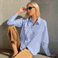 Jorvik - Women's Blue Ruffle Shirt