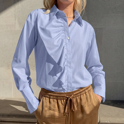 Jorvik - Women's Blue Ruffle Shirt