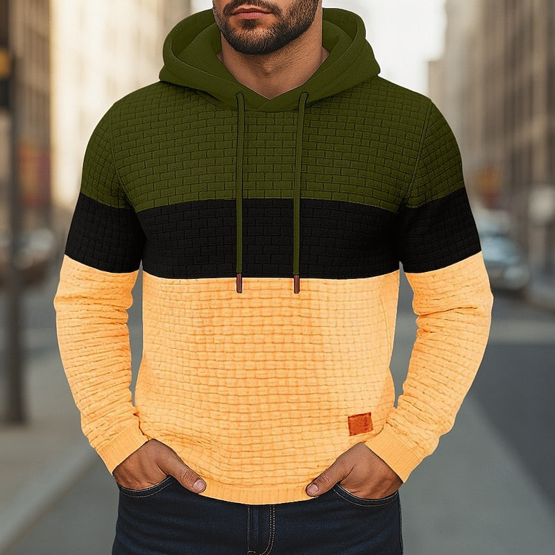 Color-Block Textured Hoodie