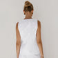 Kaelen - Sleeveless Wrap Set, Linen Blend Mini Skirt, Elegant Summer Ensemble