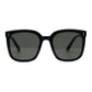 KAEON oversized square sunglasses in midnight black, featuring a bold chunky frame and dark UV400 lenses — front view.