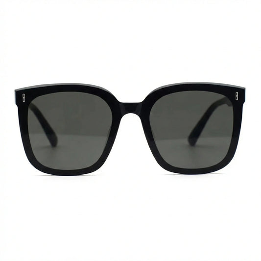 KAEON oversized square sunglasses in midnight black, featuring a bold chunky frame and dark UV400 lenses — front view.