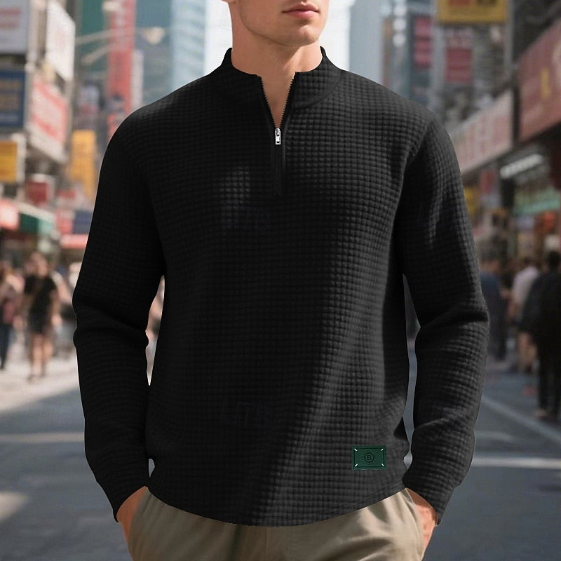 Quarter-Zip Textured Sweatshirt