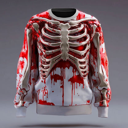 Skeleton Print Crew Neck Sweatshirt