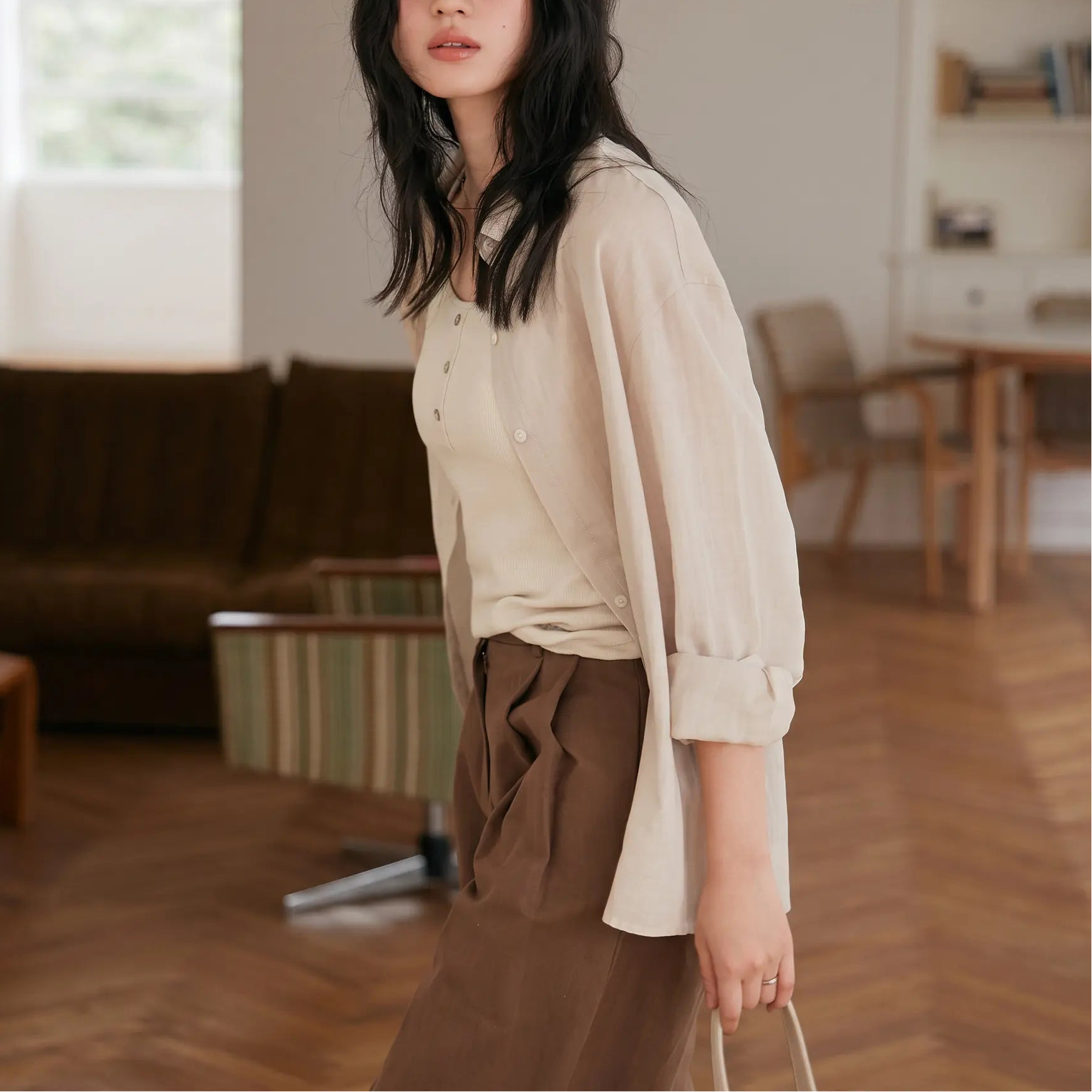 Kynzor - Lightweight Tencel Button-Down Blouse