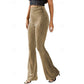 High-Waist Ribbed Flared Trousers