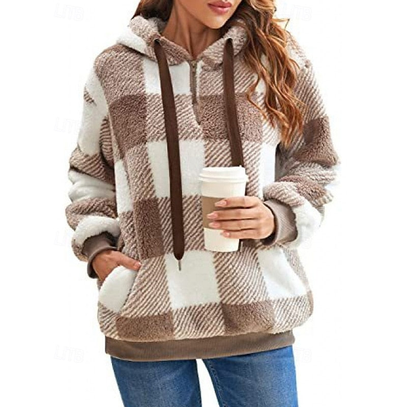 Checkered Quarter-Zip Hoodie
