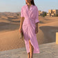 Ryzeno - Elegant Tie-Waist Midi Shirt Dress
