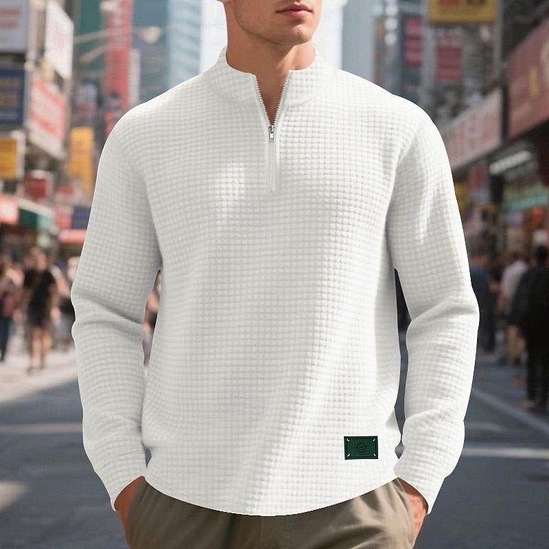 Quarter-Zip Textured Sweatshirt