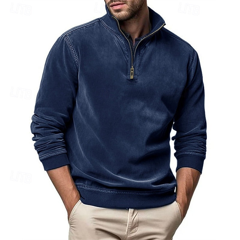 Quarter-Zip Stand-Collar Sweatshirt