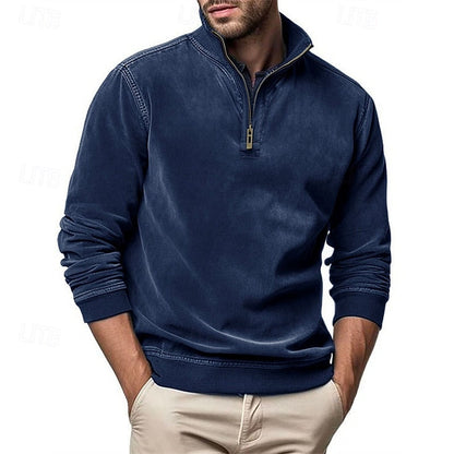 Quarter-Zip Stand-Collar Sweatshirt