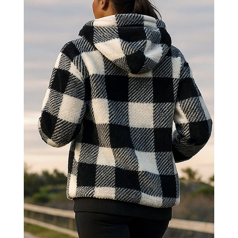 Checkered Quarter-Zip Hoodie