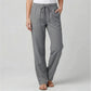 Luvana linen blend trousers in slate grey with an elastic drawstring waist and relaxed straight-leg fit, shown from the front.