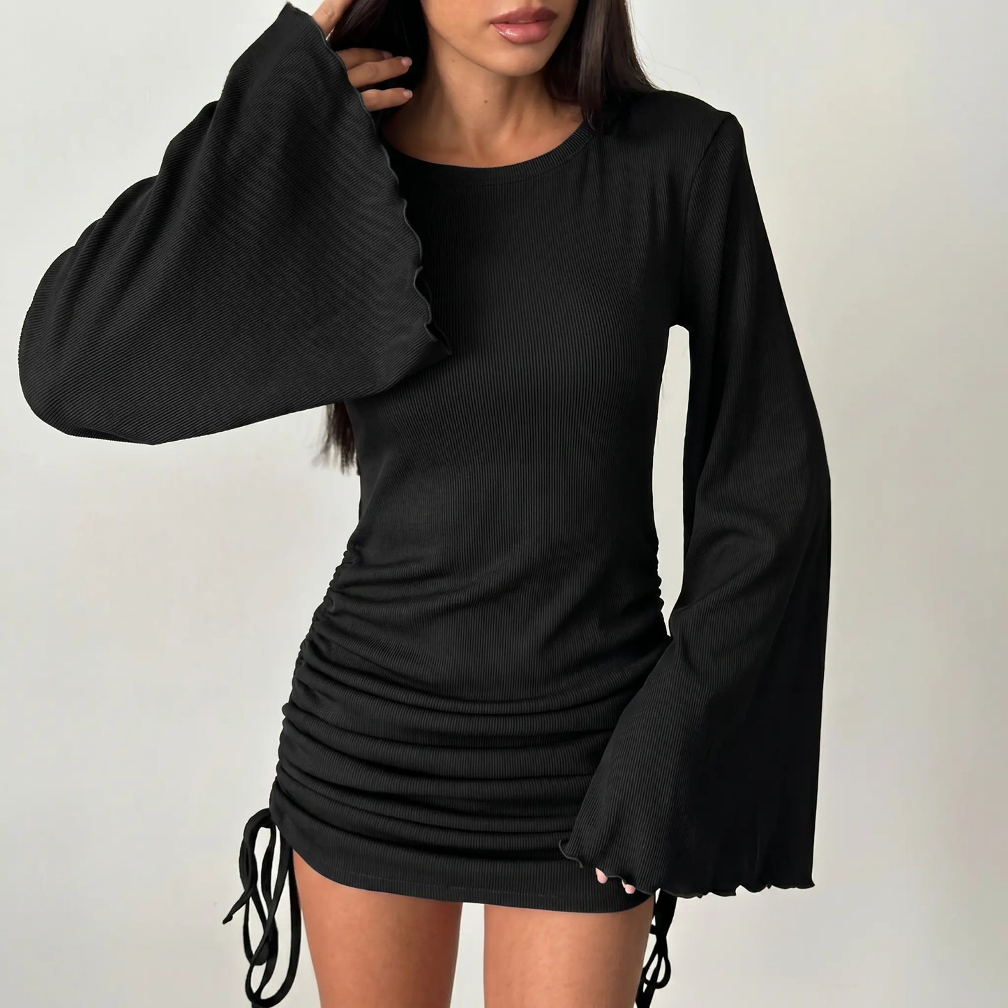 Lyraex - Fitted Ribbed Knit Mini Dress