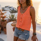 Makori - Women's Sleeveless Button-Down Textured Tank