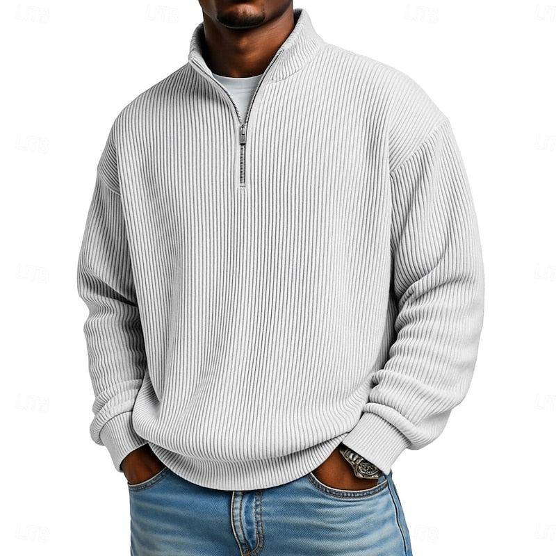 Ribbed Quarter-Zip Pullover