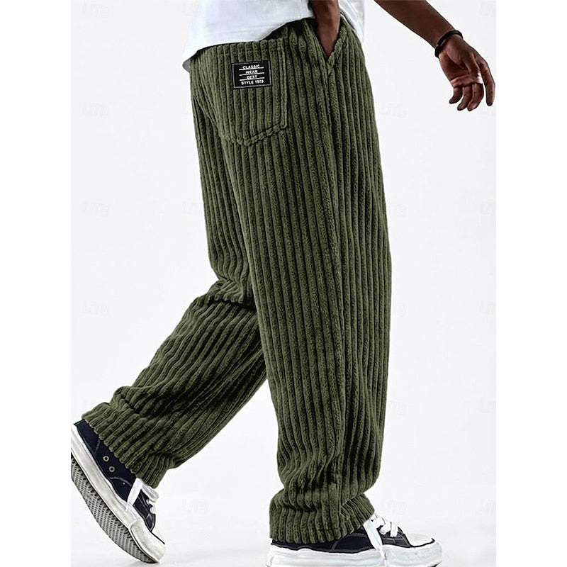 Ribbed Straight-Leg Pants