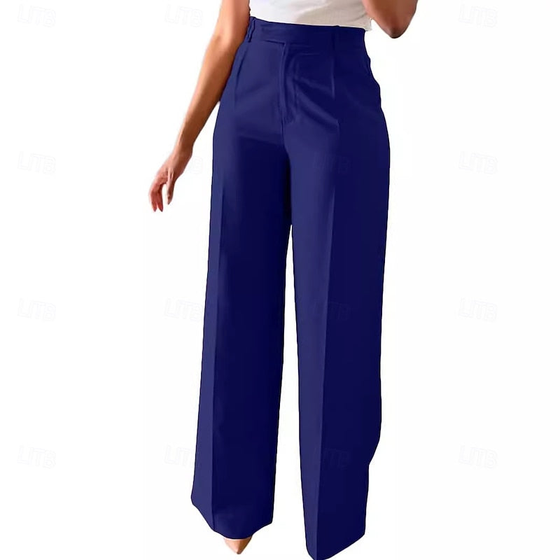 Tailored High-Waist Straight Leg Pants