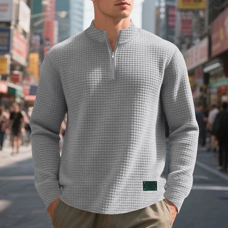 Quarter-Zip Textured Sweatshirt
