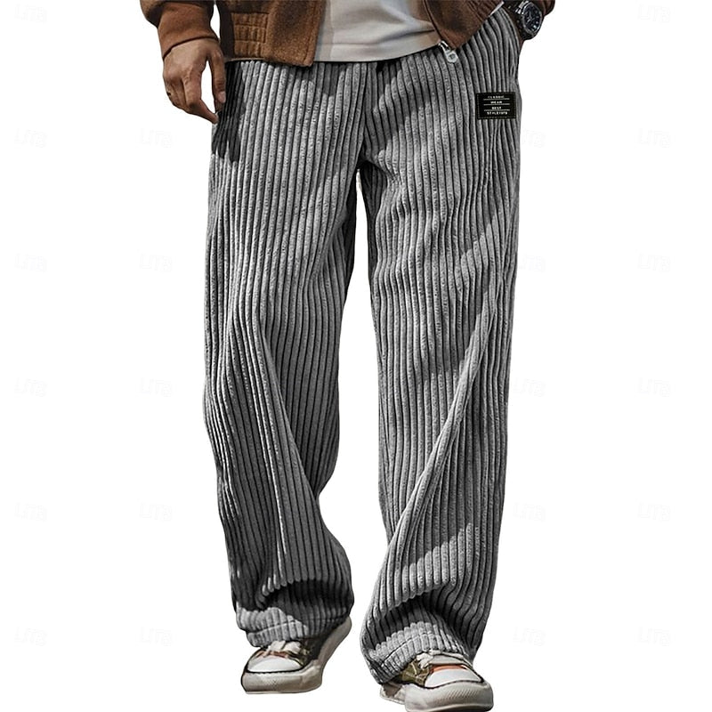 Relaxed Ribbed Wide-Leg Pants