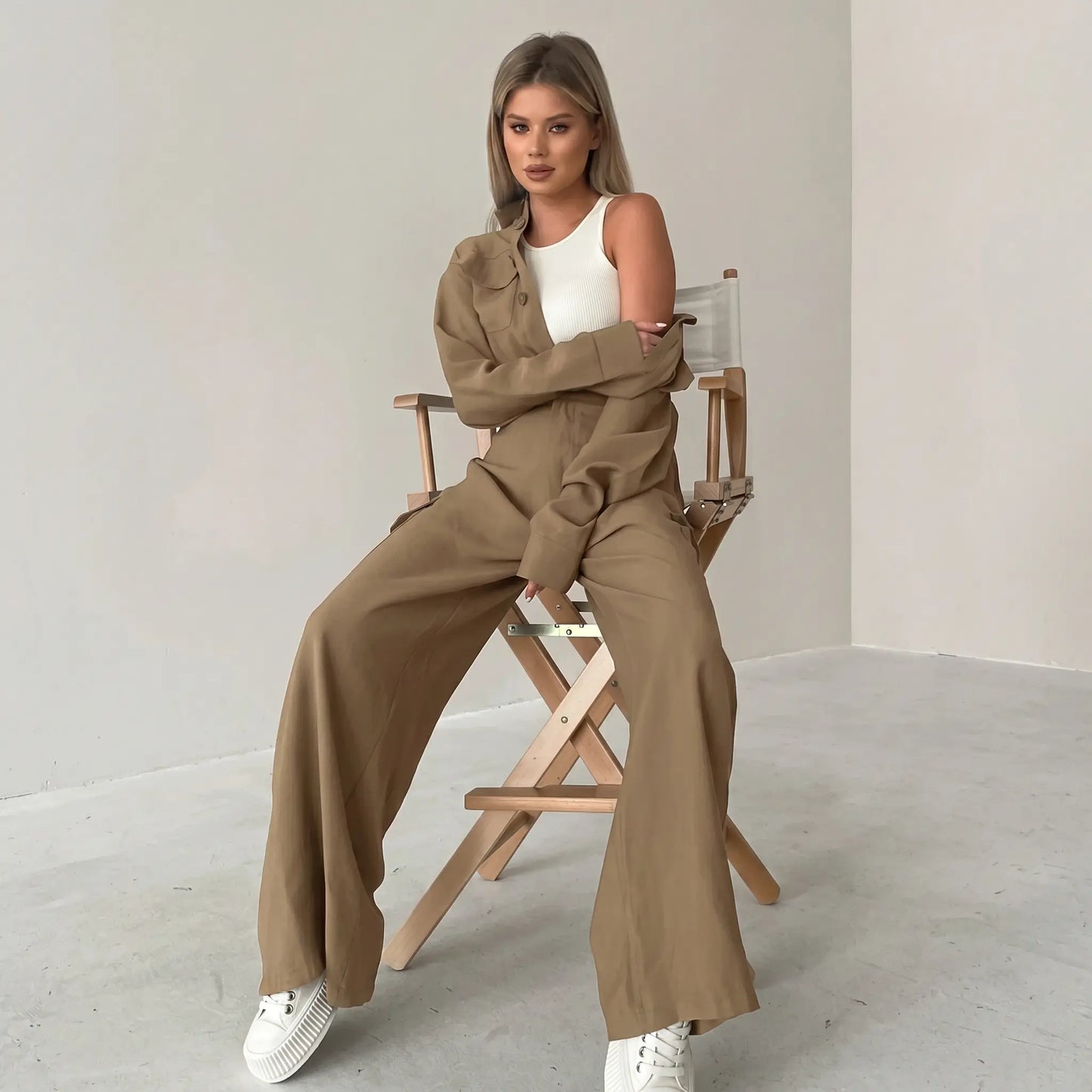 Zentha - Wide-Leg Jumpsuit Utility Chic