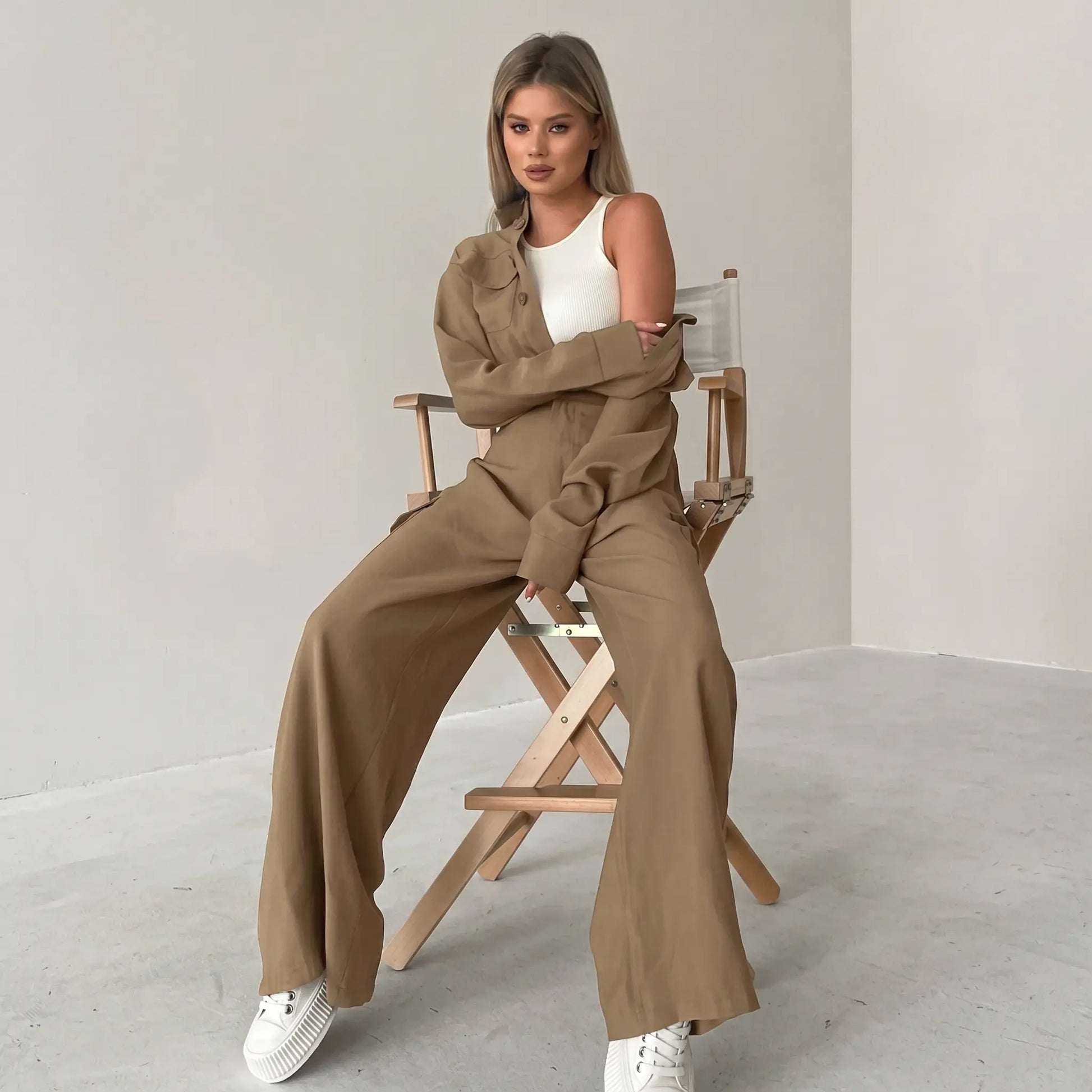 Zentha - Wide-Leg Jumpsuit Utility Chic