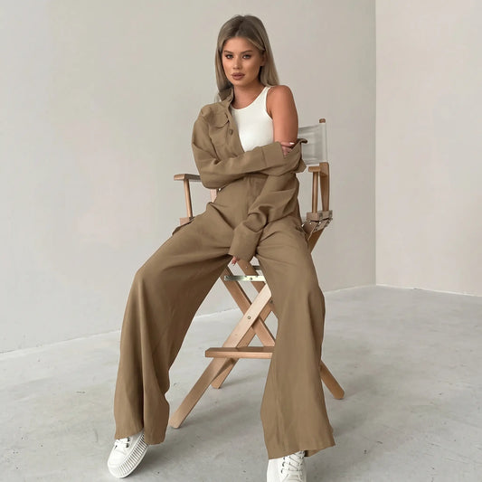 Zentha - Wide-Leg Jumpsuit Utility Chic