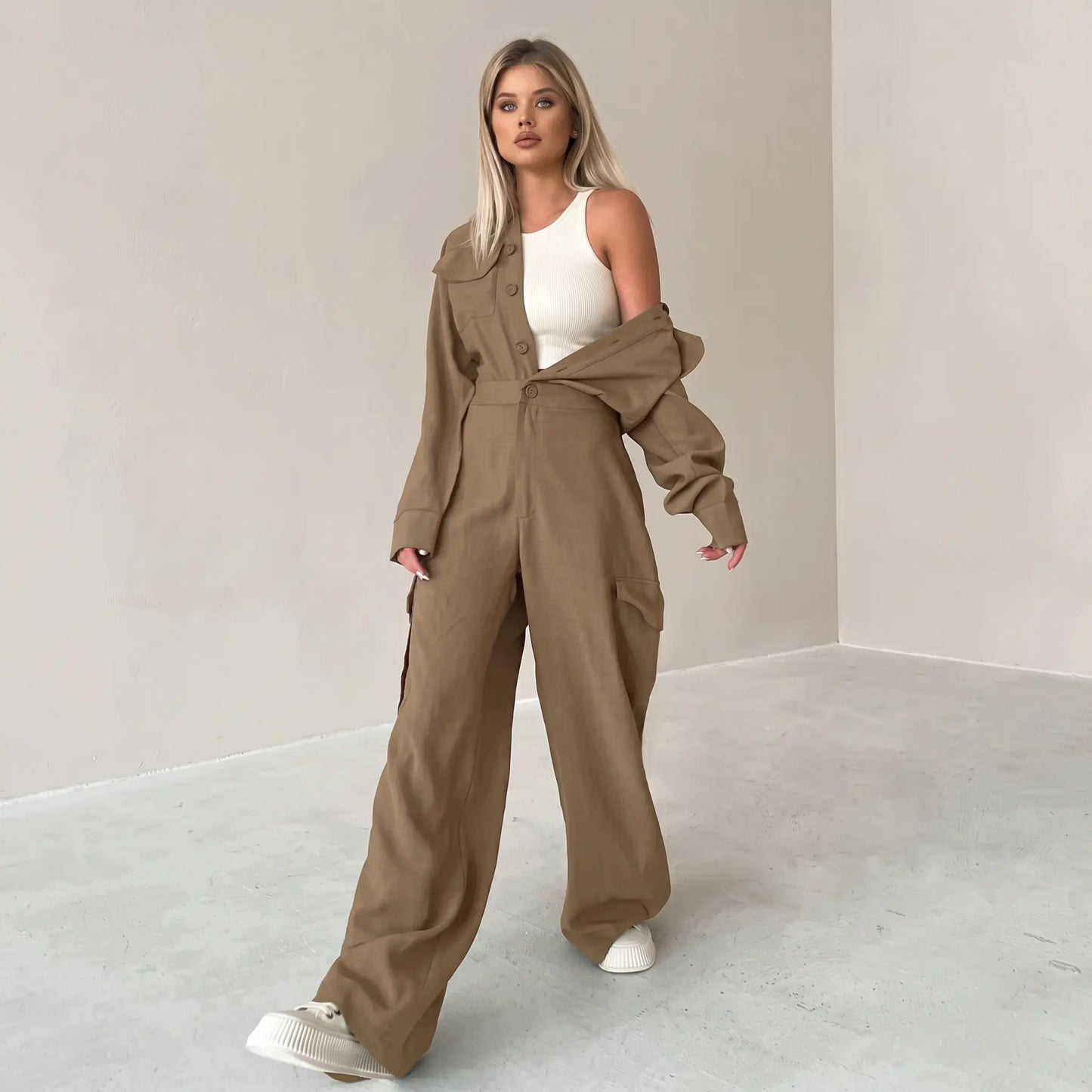 Zentha - Wide-Leg Jumpsuit Utility Chic